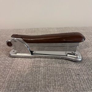 Vintage Ace Liner Model 502 Metal Brown Art Deco Office Supplies Stapler